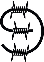 Barbed wire logo. Isolated barbed wire on white background