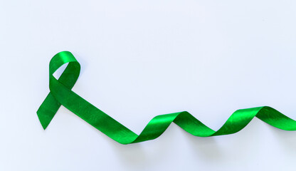 Spinal Cord Injury Awareness Day concept image, Green colour Awareness ribbon with copy space