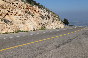 Road in the mountains in northern Israel.