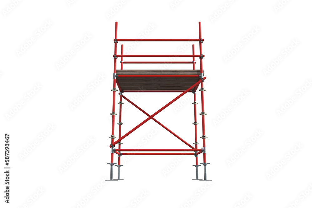 Poster Three dimensional image of red scaffolding structure