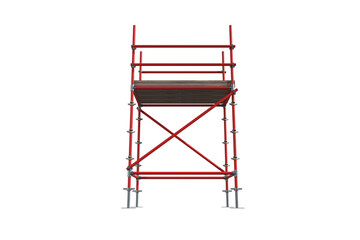Three dimensional image of red scaffolding structure