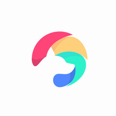 Dog head logo design in circle shape