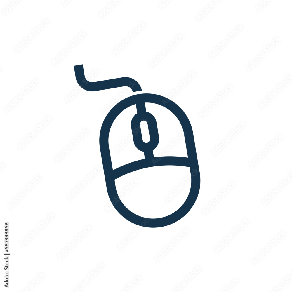 Poster wired wheeled computer mouse icon. vector.