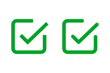 Rounded corner and corner checkbox icon set. Vector.