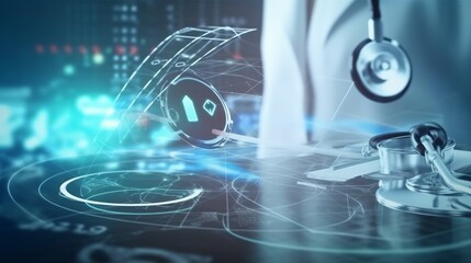 Precision Medicine in the Future of Healthcare: A Doctor with Stethoscope and Medical UI Interface