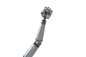 Digital image of robot hand with clenching fist