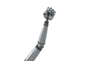 Digital image of robot hand with clenching fist
