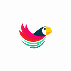 abstract parrot bird nest logo