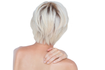 Beautiful woman with neck pain 