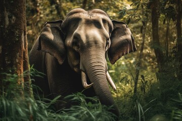 Fototapeta premium The Asian elephant is Asia's largest living land mammal. Generative AI