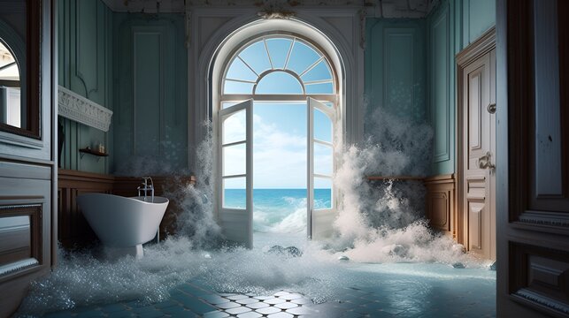 The Ocean comes into the badroom