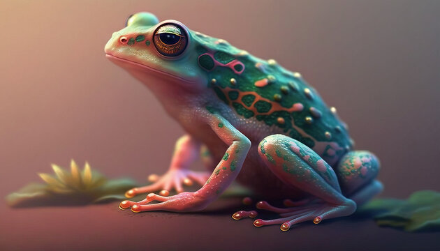 Frog abstract wallpaper. Soft background with toad in Pastel colors generative ai