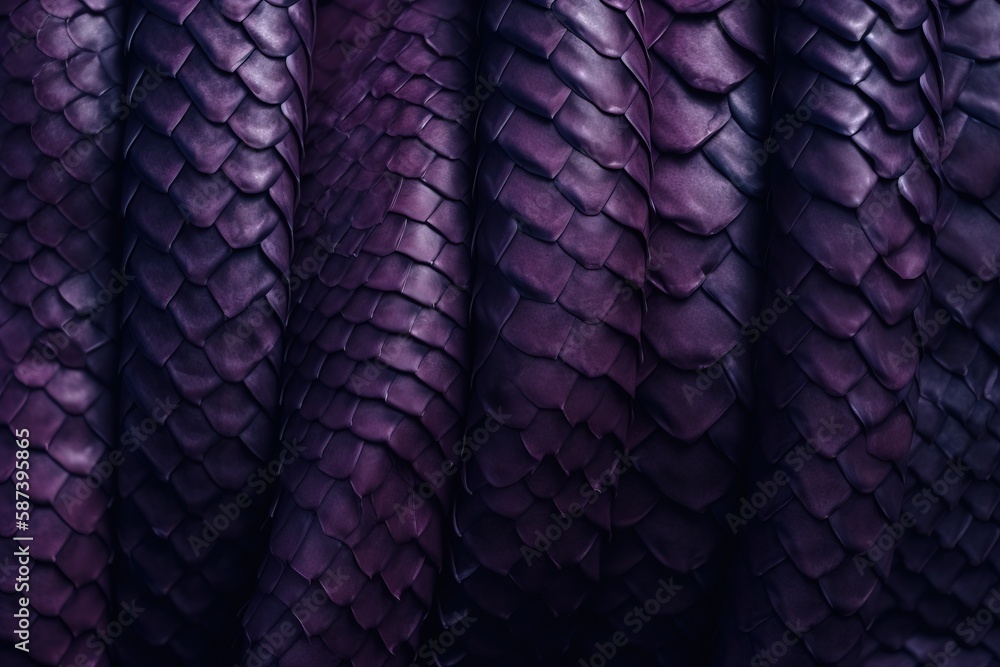 Poster a close up of a purple snake skin pattern on a black background with a black background and a black 
