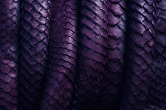  a close up of a purple snake skin pattern on a black background with a black background and a black background with a white stripe at the top of the bottom of the image.  generative ai