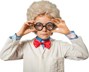 Boy touching eyeglasses