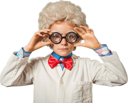 Boy touching eyeglasses