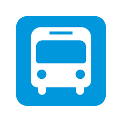 Blue bus stop icon. Boarding position. Vector. - obrazy, fototapety, plakaty