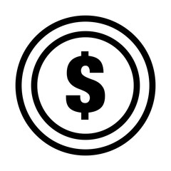 Round dollar coin icon. Dollar currency. Vector.