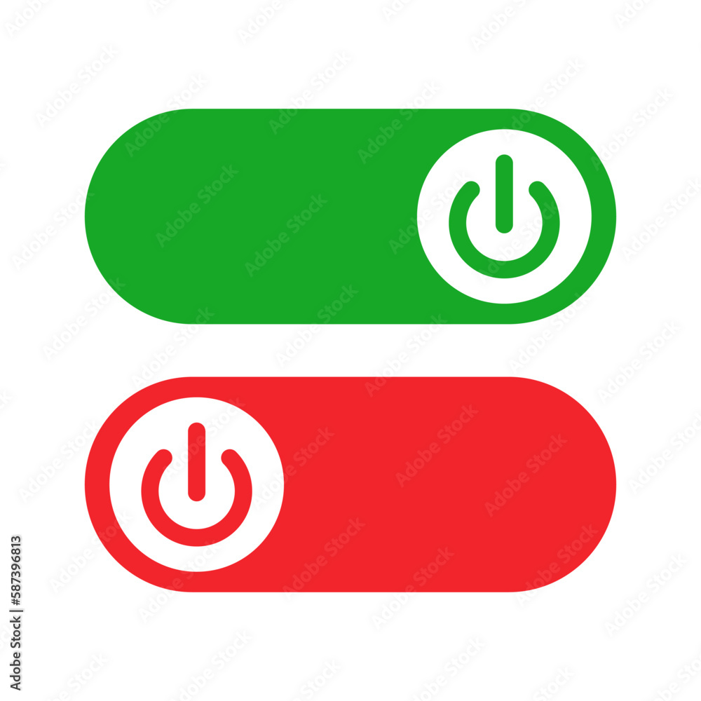 Poster power on and power off slider switch icon set. vector.