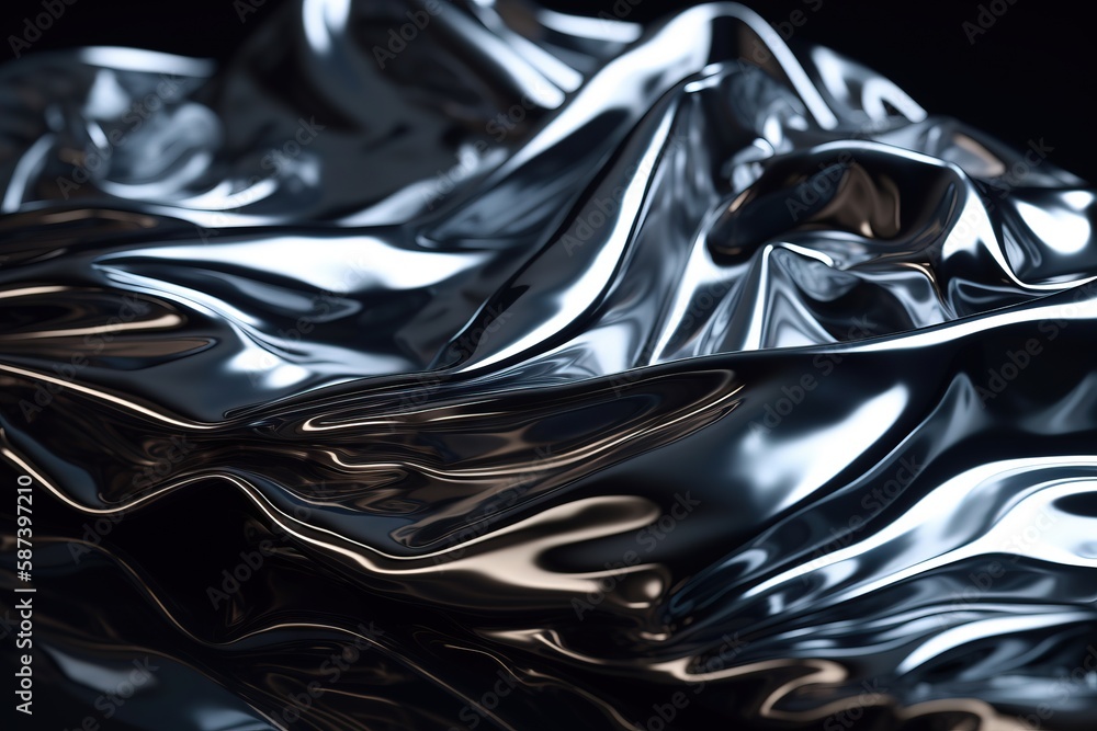 Aufkleber  a shiny metallic surface with a black background and a reflection of the surface on the surface of the surface of the surface of the surface.  generative ai