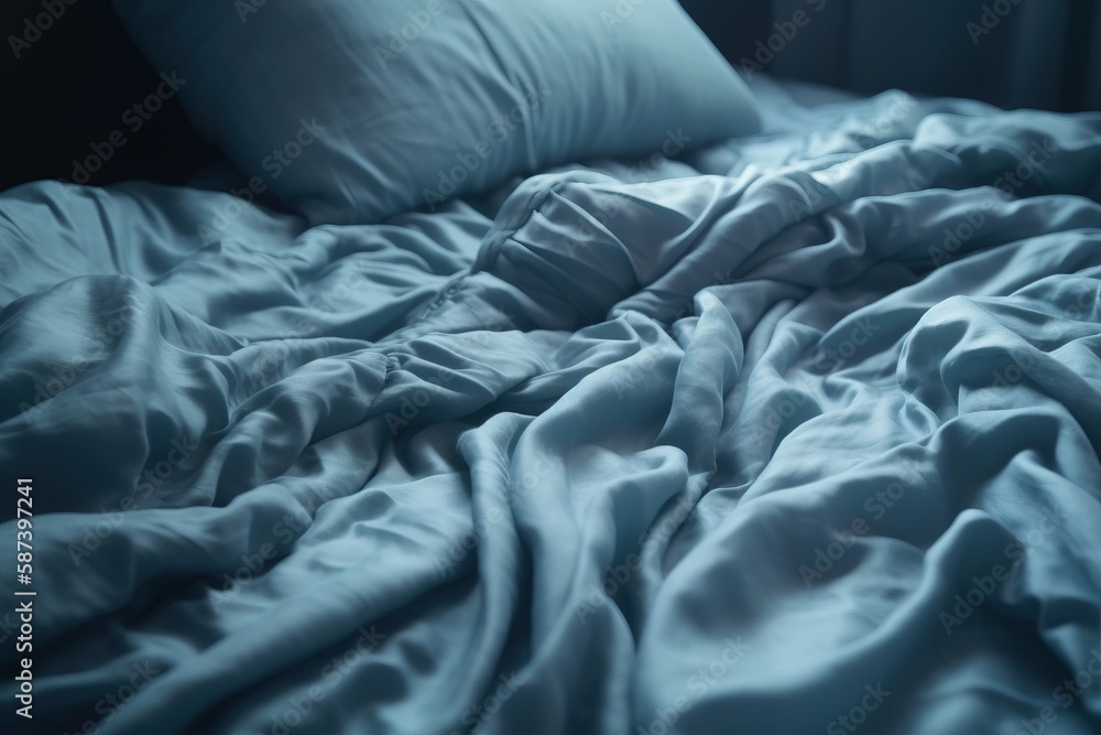 Poster  a bed with a white comforter and a pillow on top of it with a white blanket on top of it and a white pillow on the bottom of the bed.  generative ai