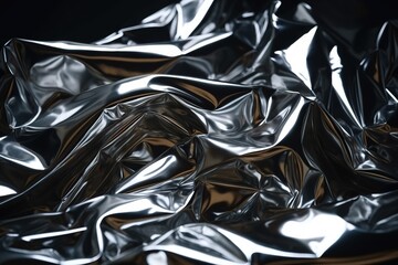  a close up view of a shiny metal surface with a black background that is very dark and blurry and shows the metallic material that is.  generative ai