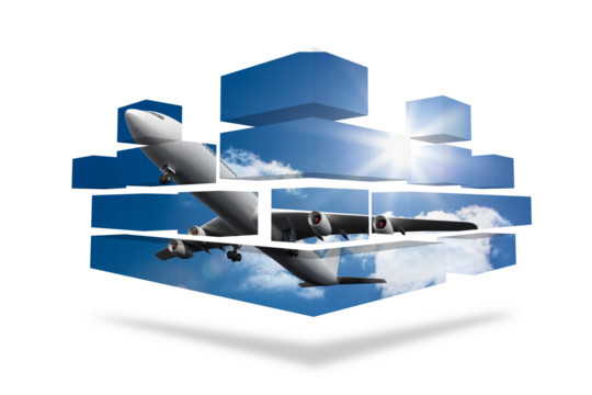 Airplane on abstract screen 