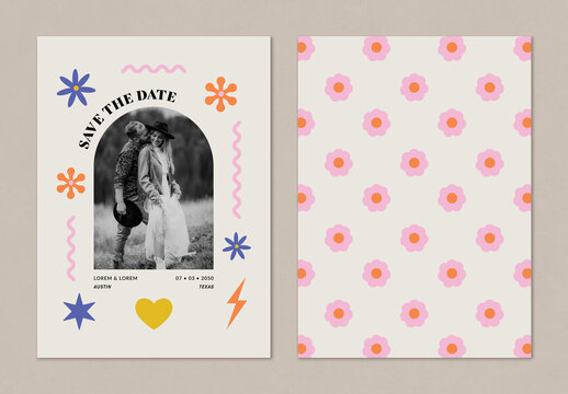 Trendy Save the Date Photo Card Invitation