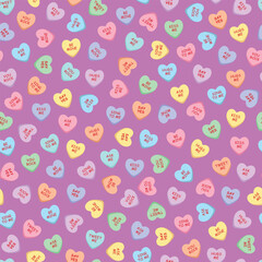 Sweet heart candy seamless pattern. Cute weetheart candies for valentines day - 587398841