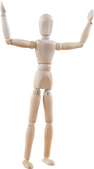 3d image of carefree wooden figurine with arms raised 