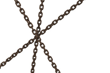 3d image of rusty chains intersecting