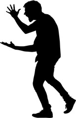 Man shouting over white background