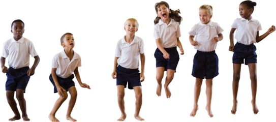 Happy students in school uniforms