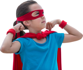 Cute girl in eye mask and cape