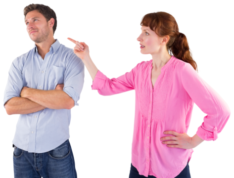 Woman arguing with uncaring man