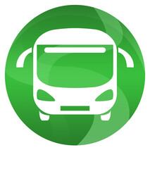 Obraz premium Digital composite image of bus icon on green circle