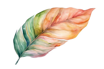 Watercolor tropical leaf on isolated background, generative ai