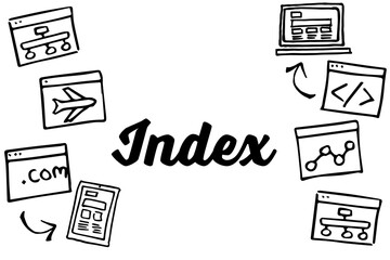 Index text surrounded by various icons