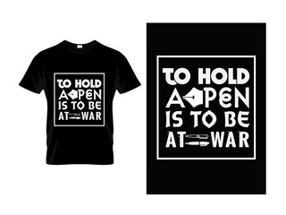 black t shirt with sale. to hold a pen is to be  at  work  t shirt design.