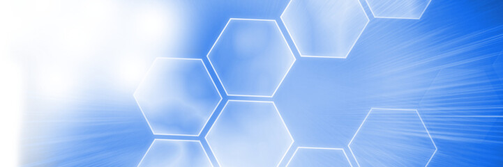 Digital image of hexagon shapes on blue background