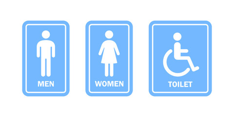 Restroom icons. Toilet icons. Restroom signs blue colors. Vector scalable graphics