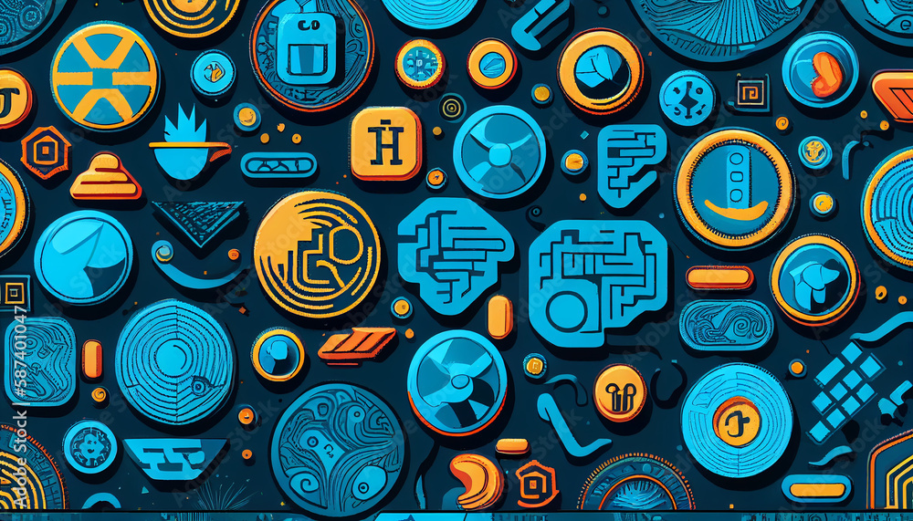 Poster seamless pattern with a crypto theme