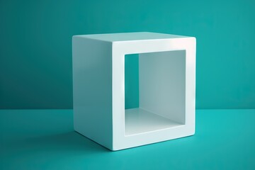  a white square shaped object on a green background with a shadow of the object in the center of the picture and the bottom of the object in the picture.  generative ai