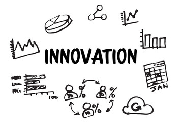 Innovation text amidst several vector icons