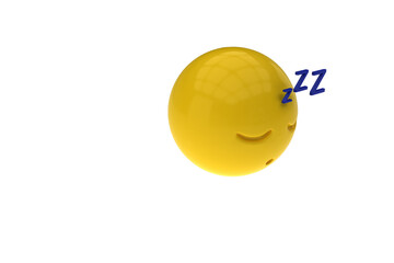 Three dimensional image of sleeping smiley 