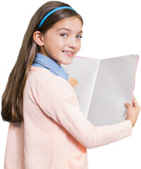 Fototapeta premium Portrait of smiling girl holding book