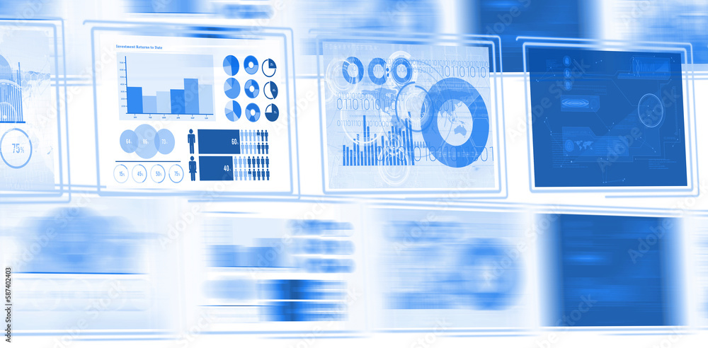 Poster vector image of business graphs arranged