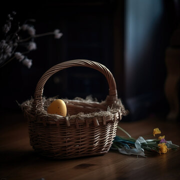 Lonely Easter: A Moving Depiction of a Forgotten Basket, Symbolizing the Quiet Despair and Separation Felt During Isolation on Easter - Generative AI