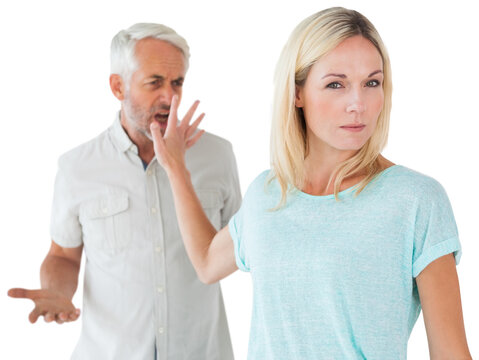 Woman not listening to her angry partner