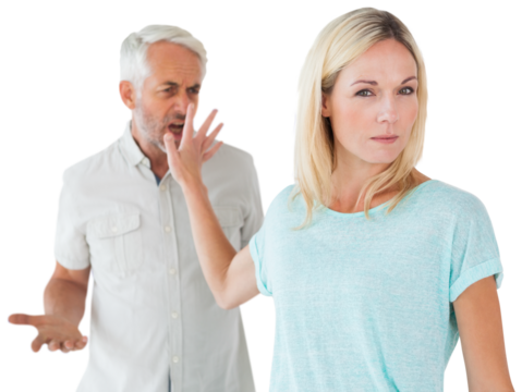 Woman not listening to her angry partner